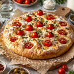 Focaccia genovese alta e soffice con pomodorini e origano di Benedetta Rossi pronta in 90 minuti una lievitazione