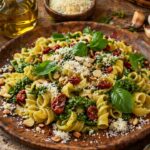 Pasta fredda al pesto trapanese con mandorle e pomodorini perfetta per picnic del 25 aprile