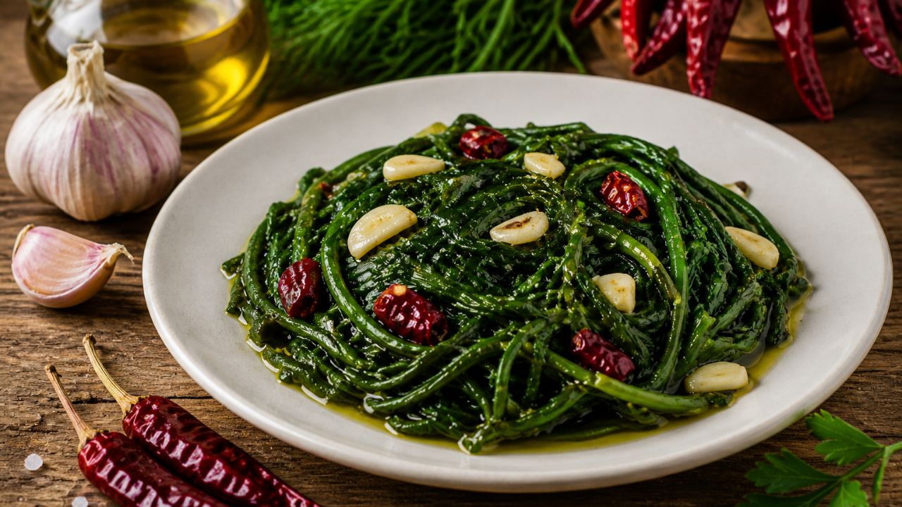 Agretti ripassati con aglio e peperoncino