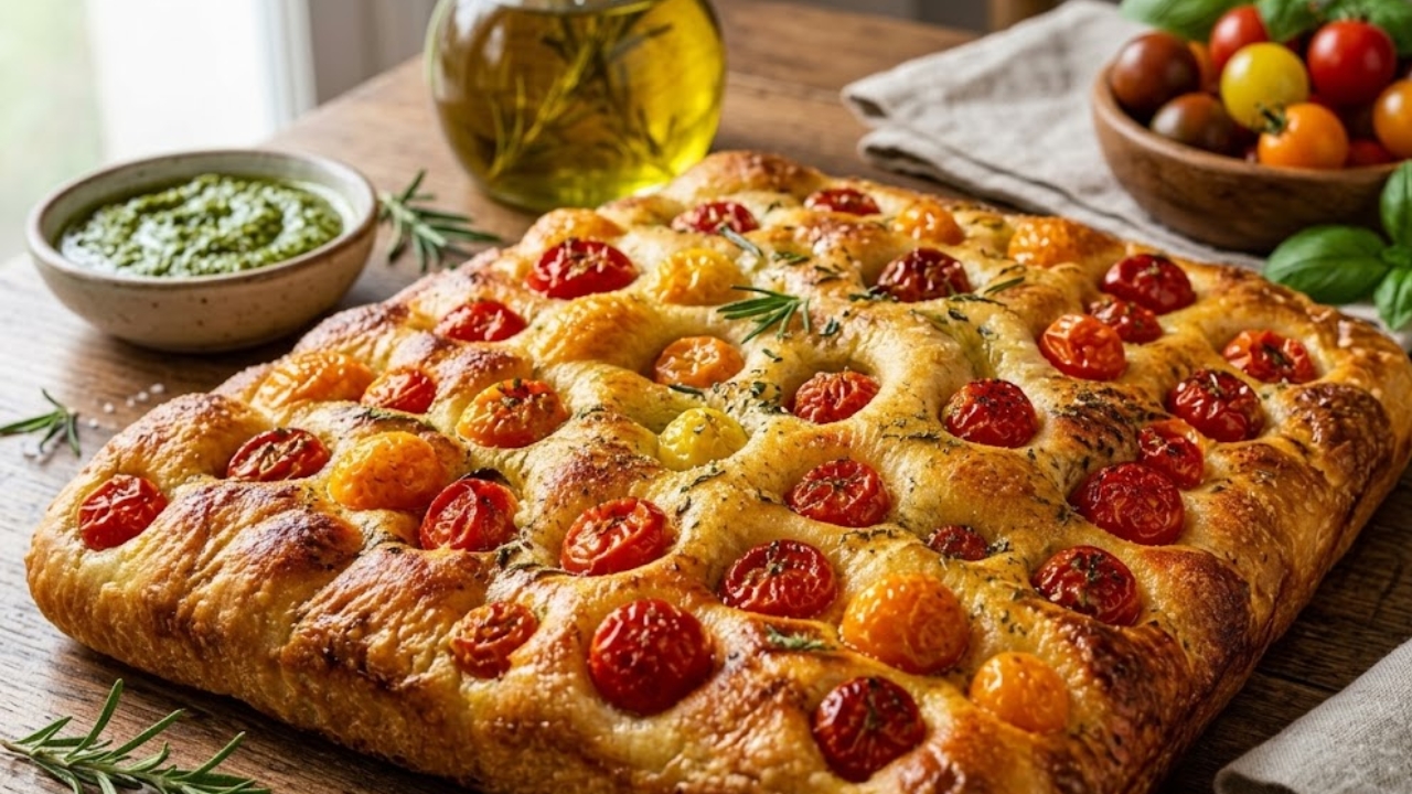 Focaccia barese con pomodorini