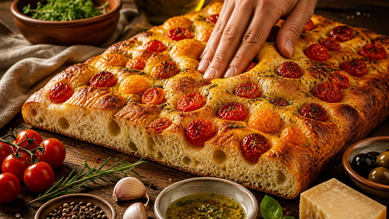 Focaccia barese con pomodorini