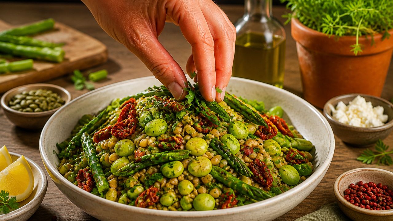 Insalata di farro con asparagi e fave: il piatto unico estivo pronto in soli 15 minuti