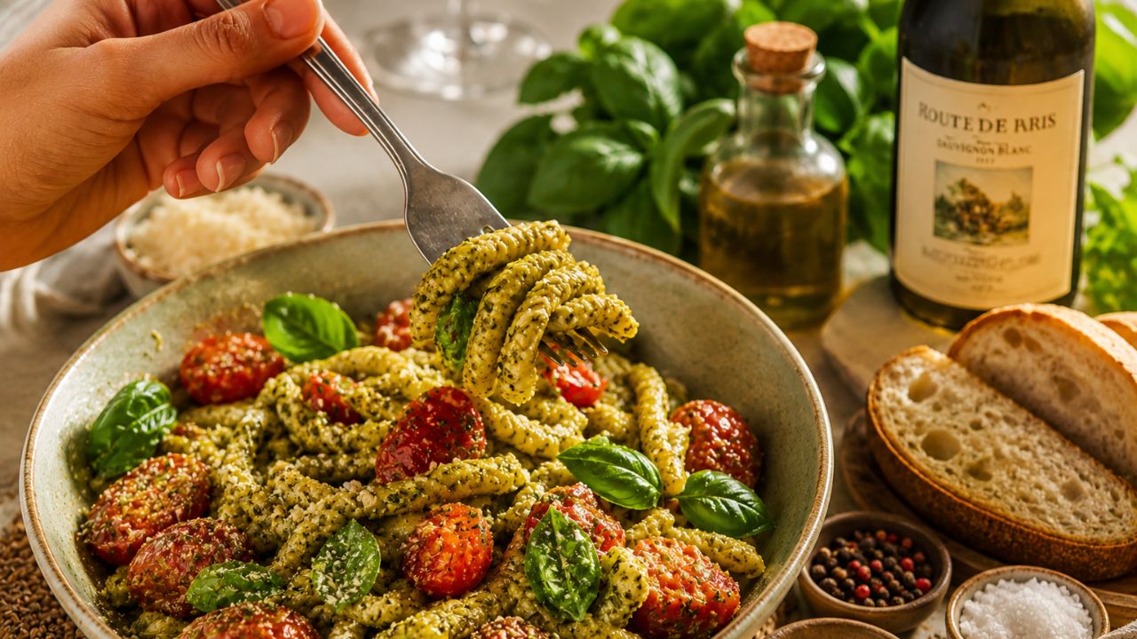 Pasta fredda alla siciliana con pesto trapanese