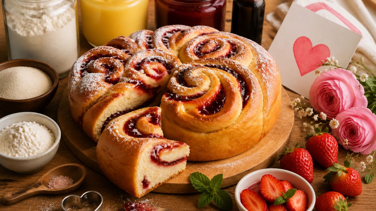 Torta di rose con marmellata di fragole
