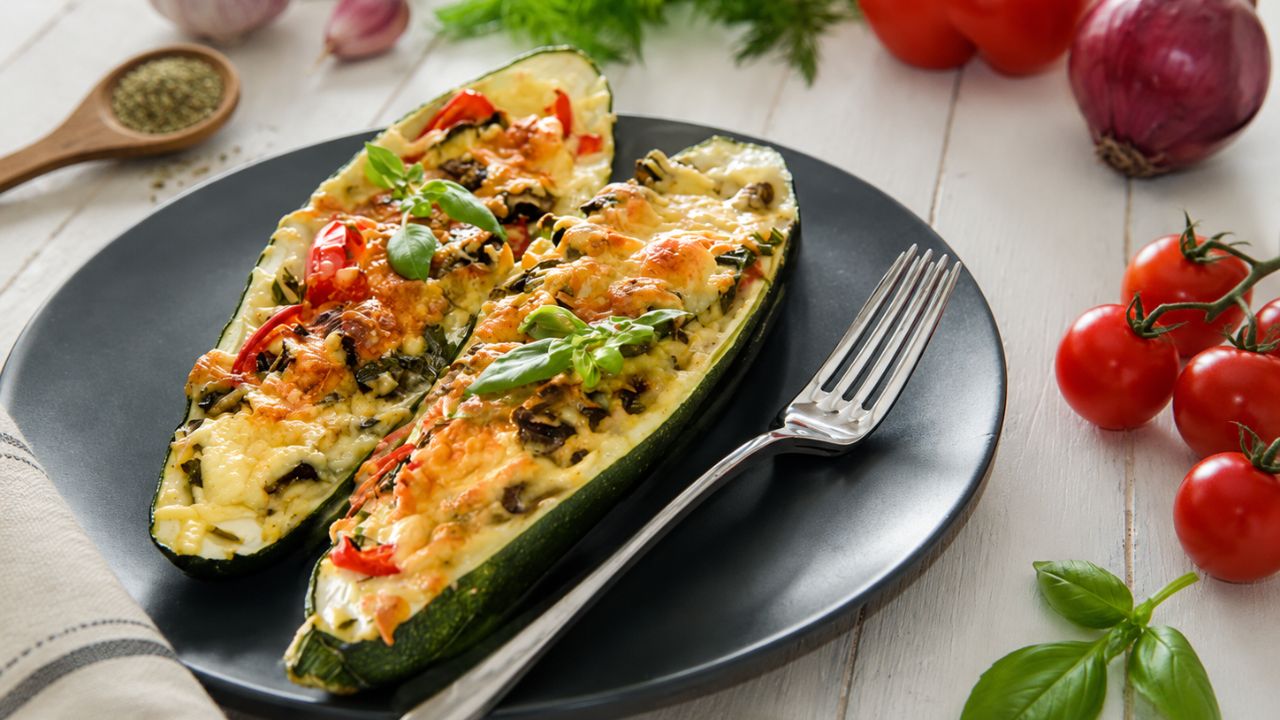 Zucchine ripiene in friggitrice ad aria